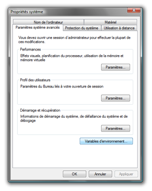 variables environnement windows vista